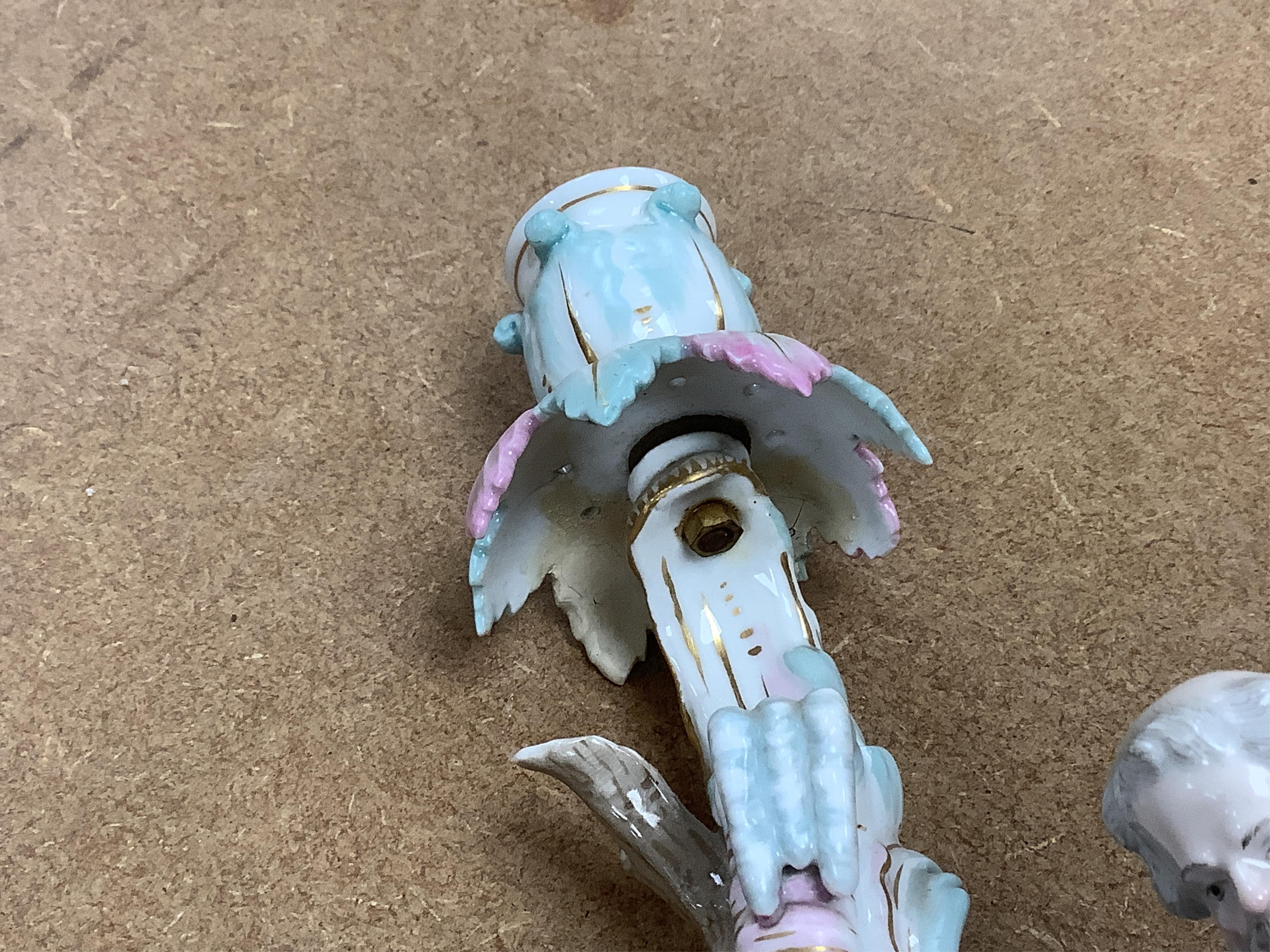 A near pair of Meissen figural candlesticks, late 19th century